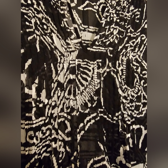 Vintage 90s Cache Sheer Blouse S Black White Pintuck V Neck Pullover - Picture 6 of 11